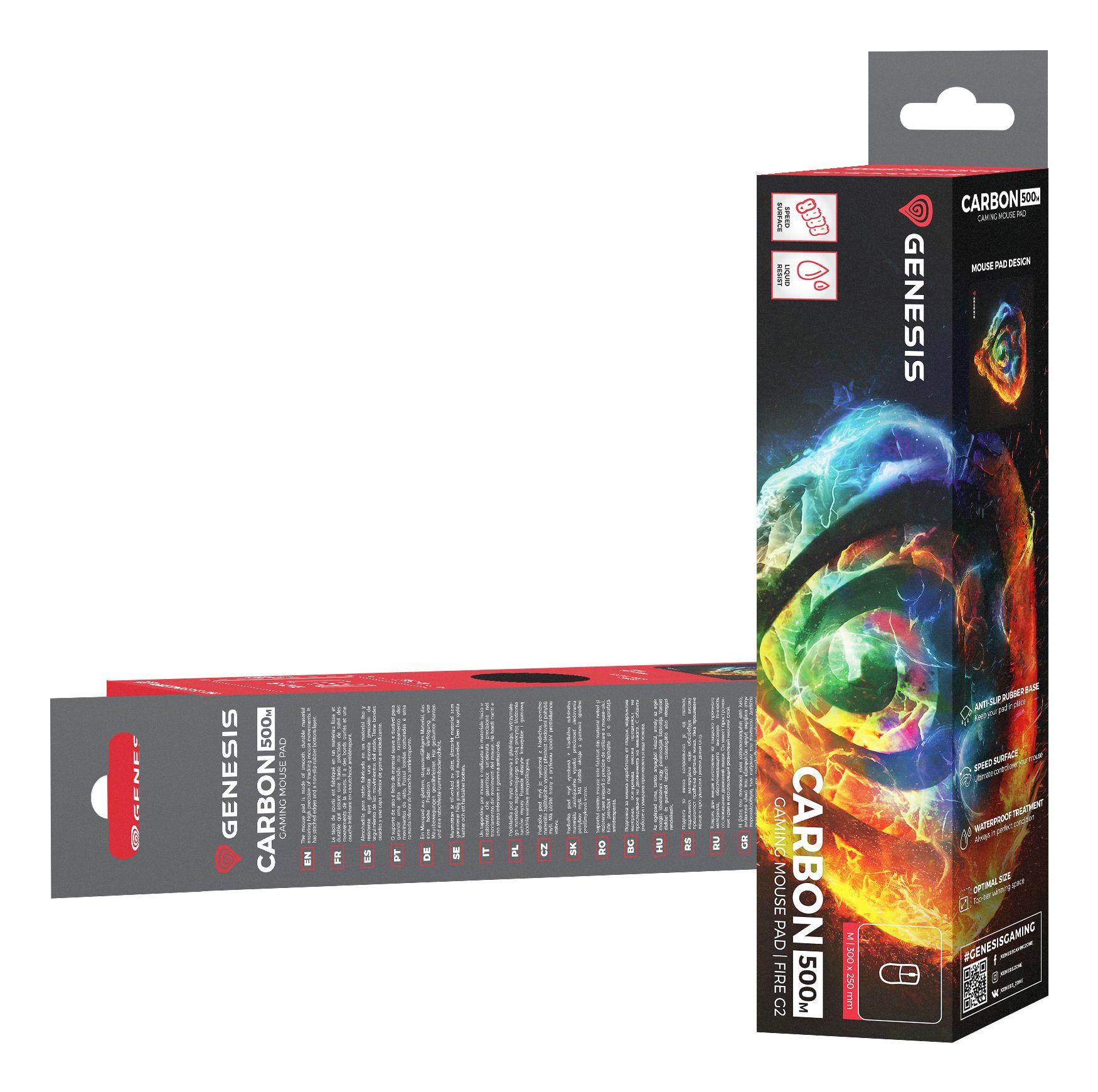 Tapete de Rato Gaming GENESIS Carbon 500 M Fire G2 (Tecido, Borracha - Tecido - 2,5 mm - Multicor) — miniatura 2
