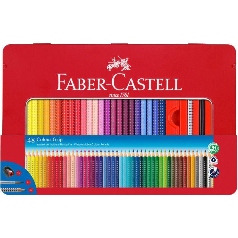 Lápis de Cor FABER-CASTELL Colour Grip (48 Unidades - Estojo Metálico)