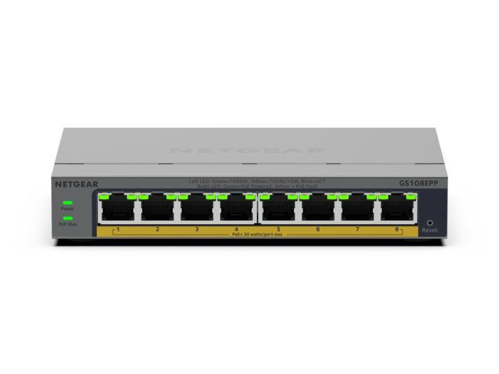 Switch NETGEAR GS108EPP-100EUS (Gigabit Ethernet - 1,5 MB - 10 Gbit/s - Cinzento) — miniatura 2