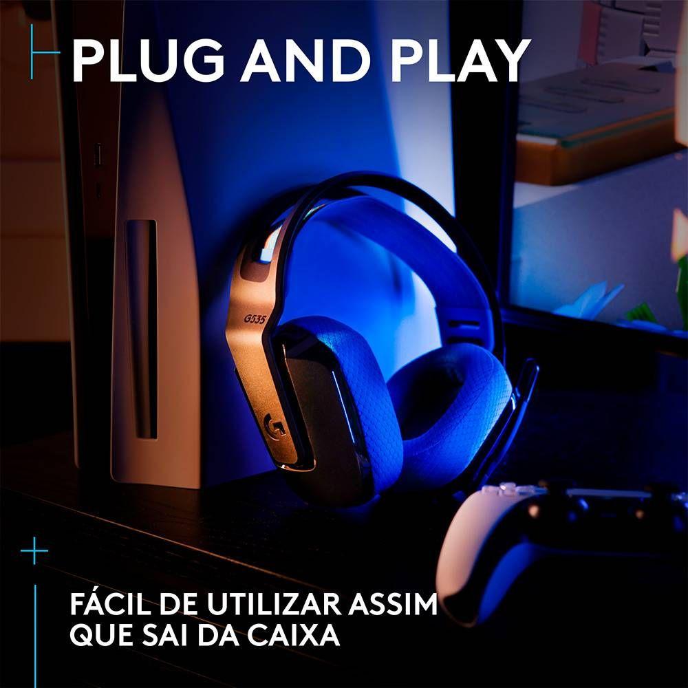 Headset Gaming LOGITECH G535 LIGHTSPEED (Binaural - Sem fios - Circum-aural - Preto/Azul) — miniatura 4