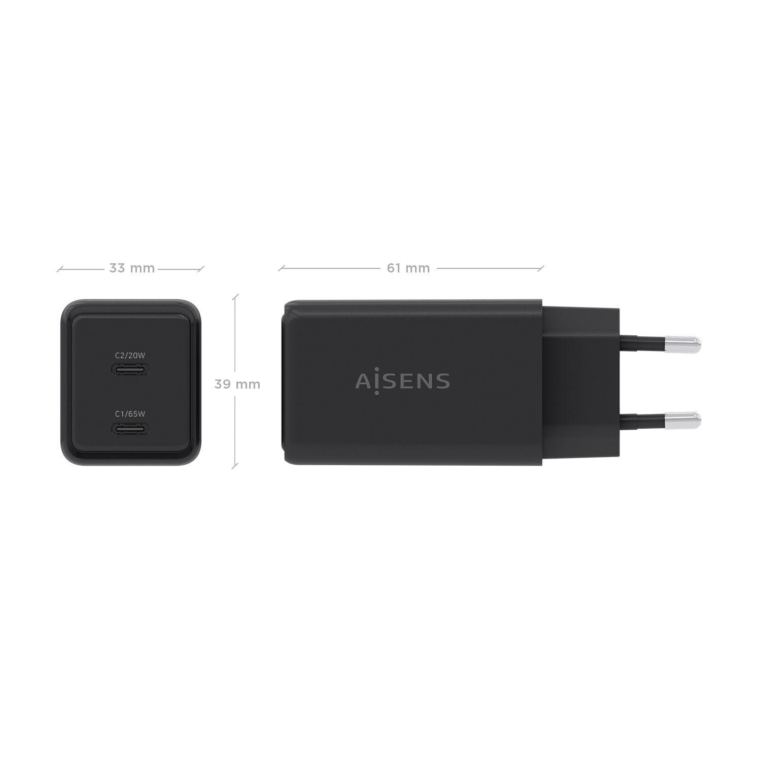 Carregador de Parede AISENS ASCH-65W2P079-BK (65 W - Preto), miniatura 4