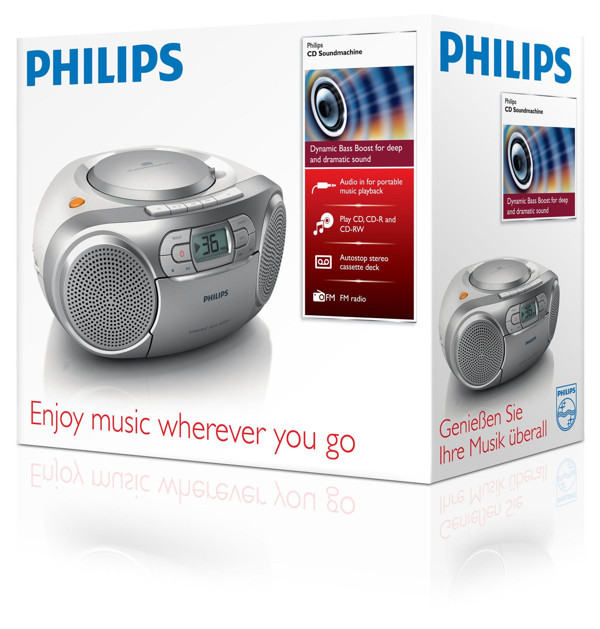 Rádio Portátil PHILIPS AZ127/12 (2 W - Cinzento), miniatura 3