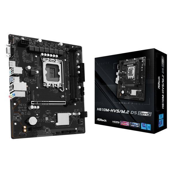 Motherboard ASROCK H610M-HVS/M.2 D5 GEN5 (LGA1700 - Micro ATX - Canal duplo - Prateado), miniatura 2