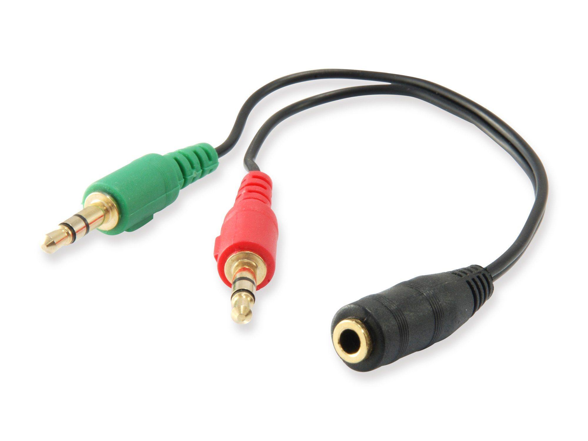 Cabo Divisor de Áudio EQUIP Slim (0,13 m - 2 x 3.5mm - 3.5 mm - Preto)