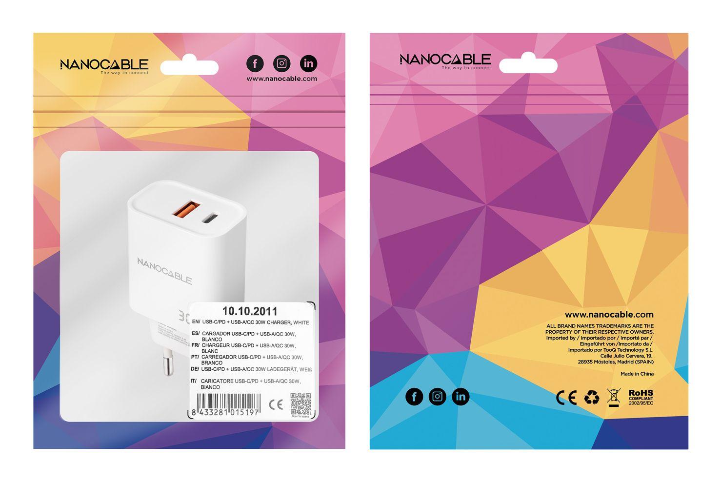 Carregador de Parede NANOCABLE 10.10.2011 (30 W - Até 30 W - Branco) — miniatura 3