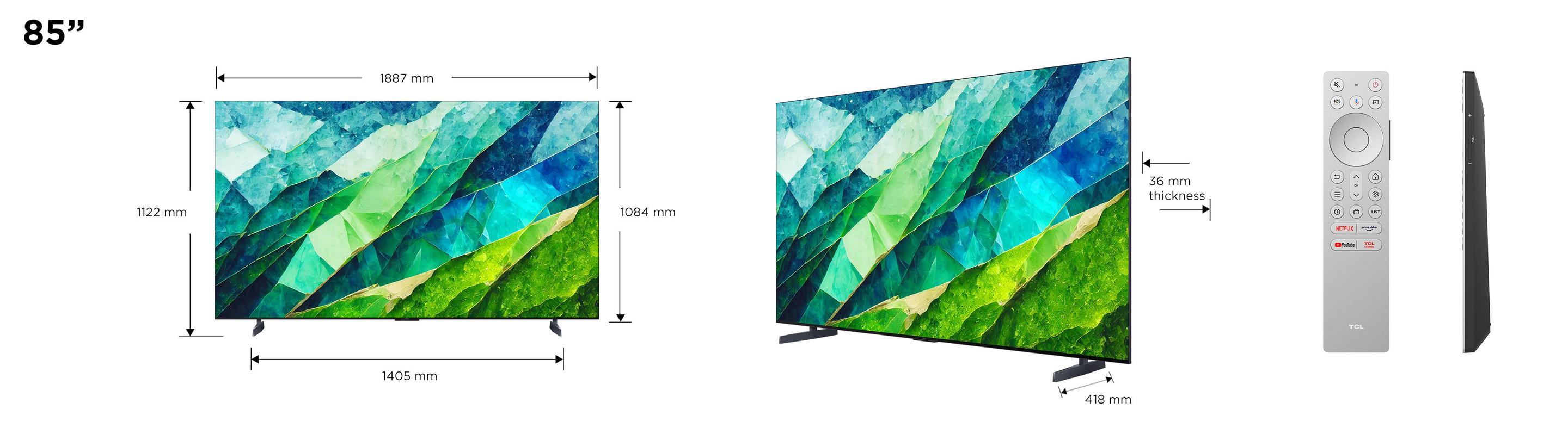 Televisão TCL TV 85C855 (QLED - 4K Ultra HD - 3840 x 2160 pixels - Preto), miniatura 7