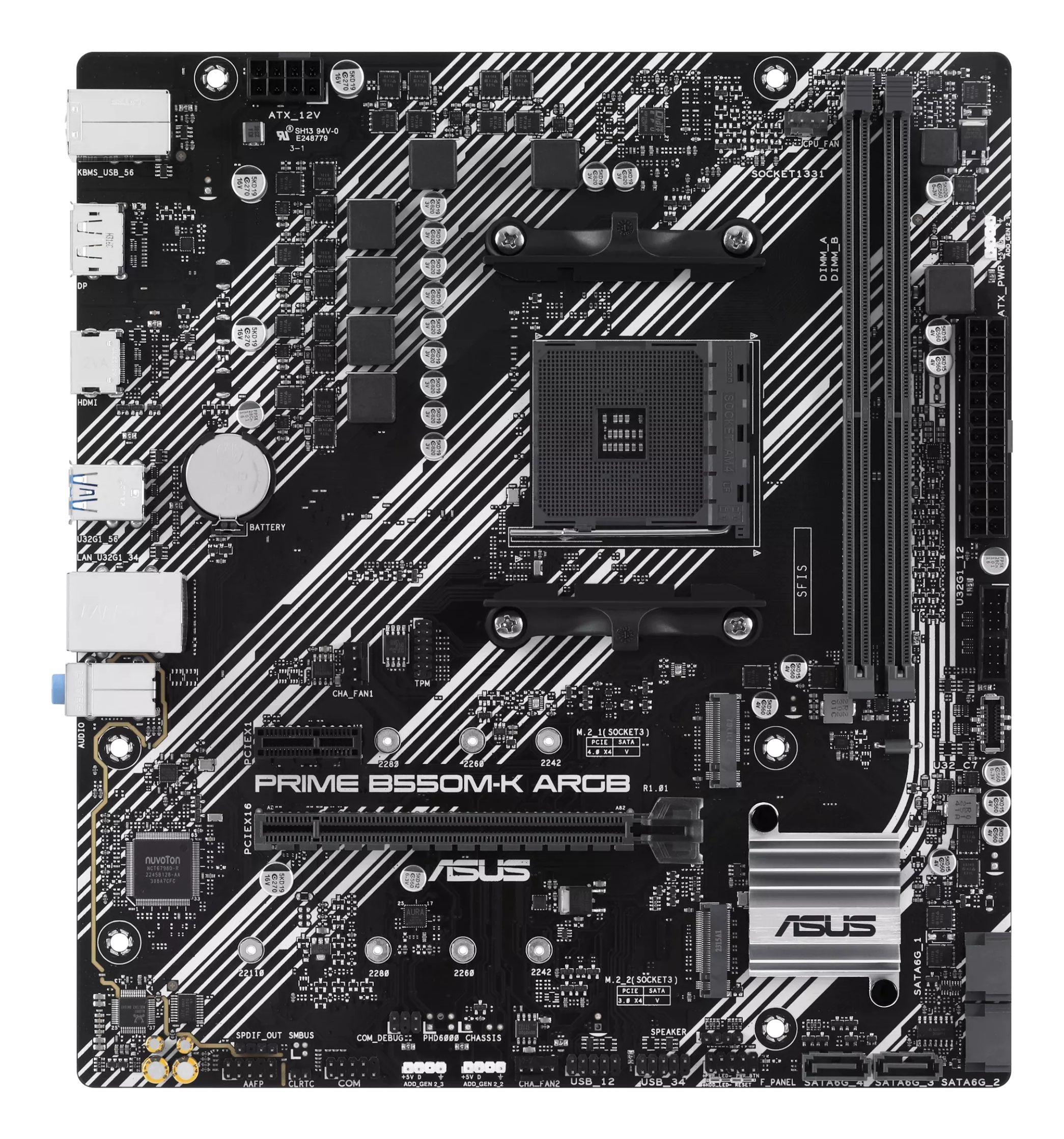 Motherboard ASUS PRIME B550M-K ARGB (AM4 - micro ATX - Duplo canal), miniatura 2