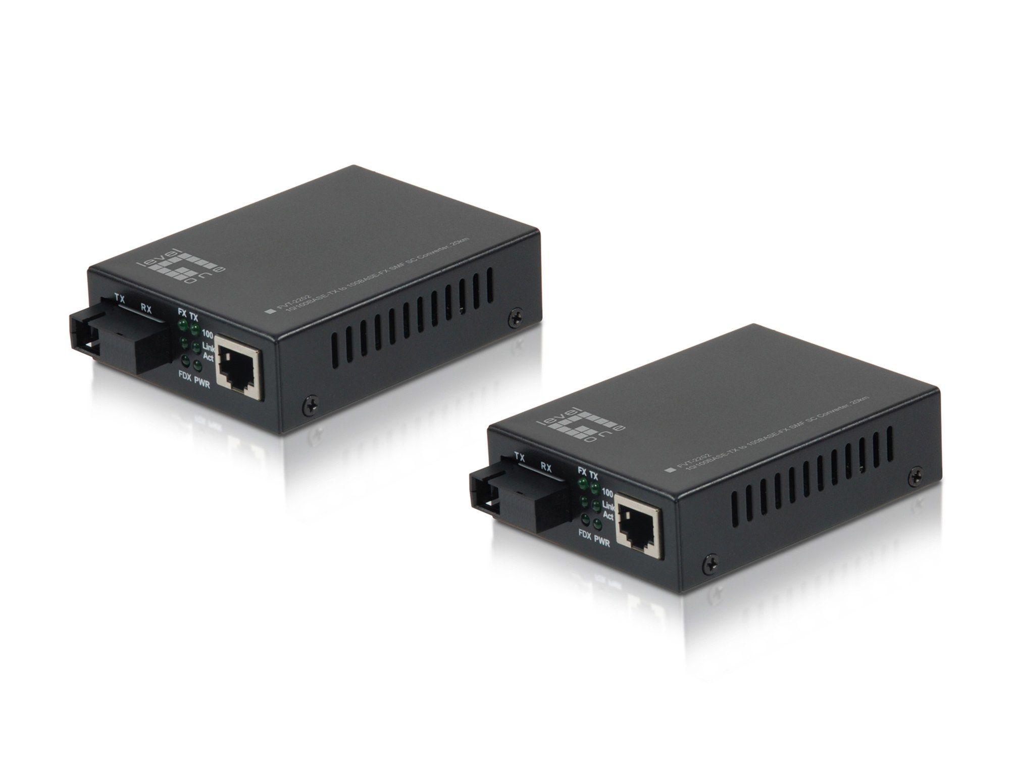 Conversor de Média LEVEL ONE FVT-2202 (Fast Ethernet - 100 Mbit/s - Preto)