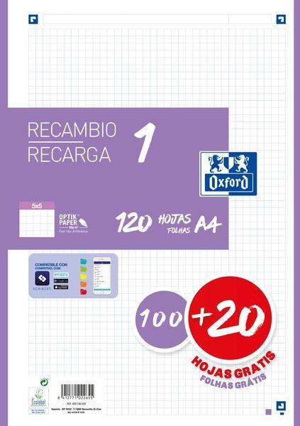 Recarga de Folhas para Caderno OXFORD School A4 (Banda Lilás)