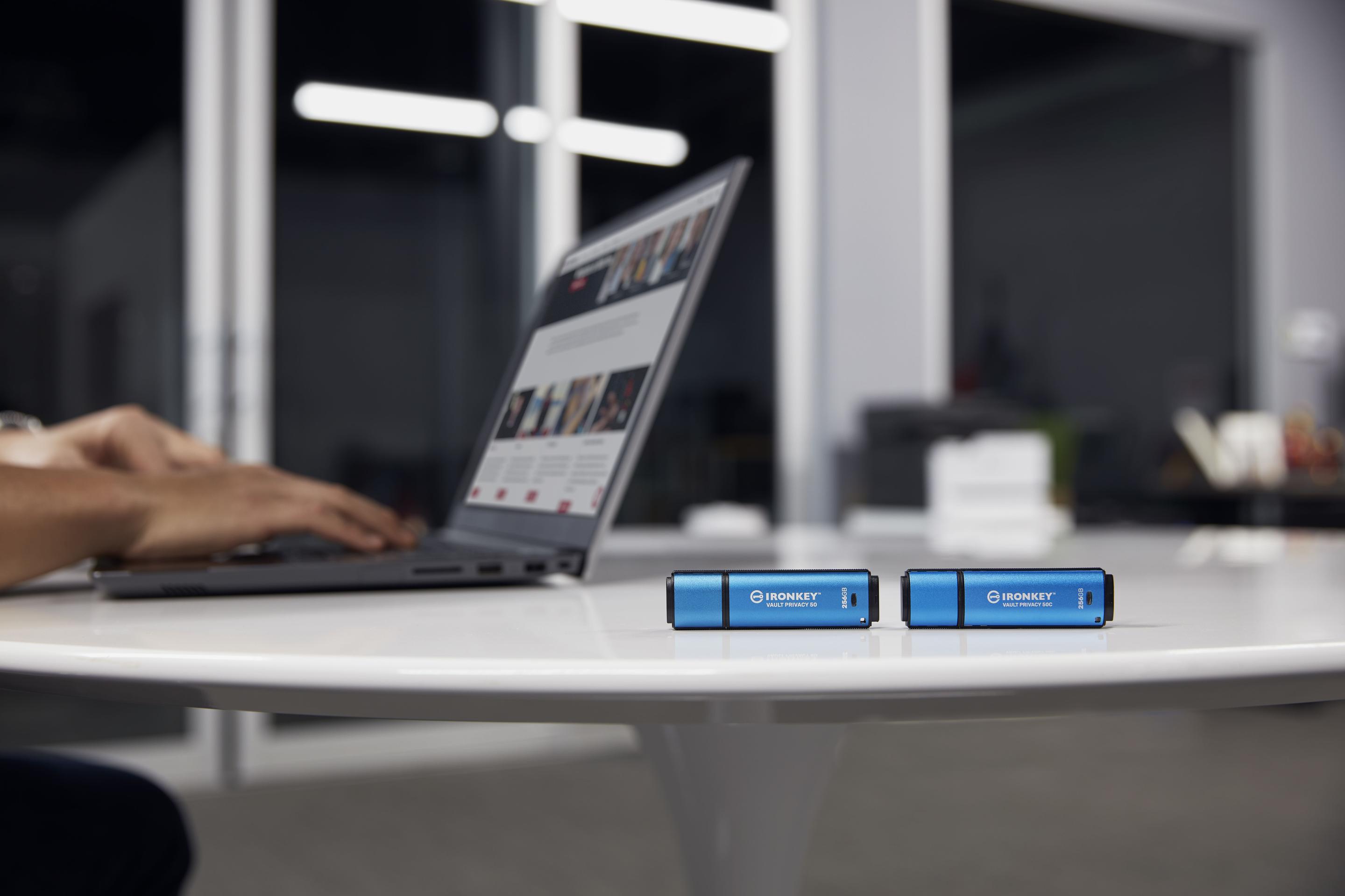 Pen USB KINGSTON IronKey Vault Privacy 50C (256 GB - Tampa - USB Type-C - Preto e Azul) — miniatura 8