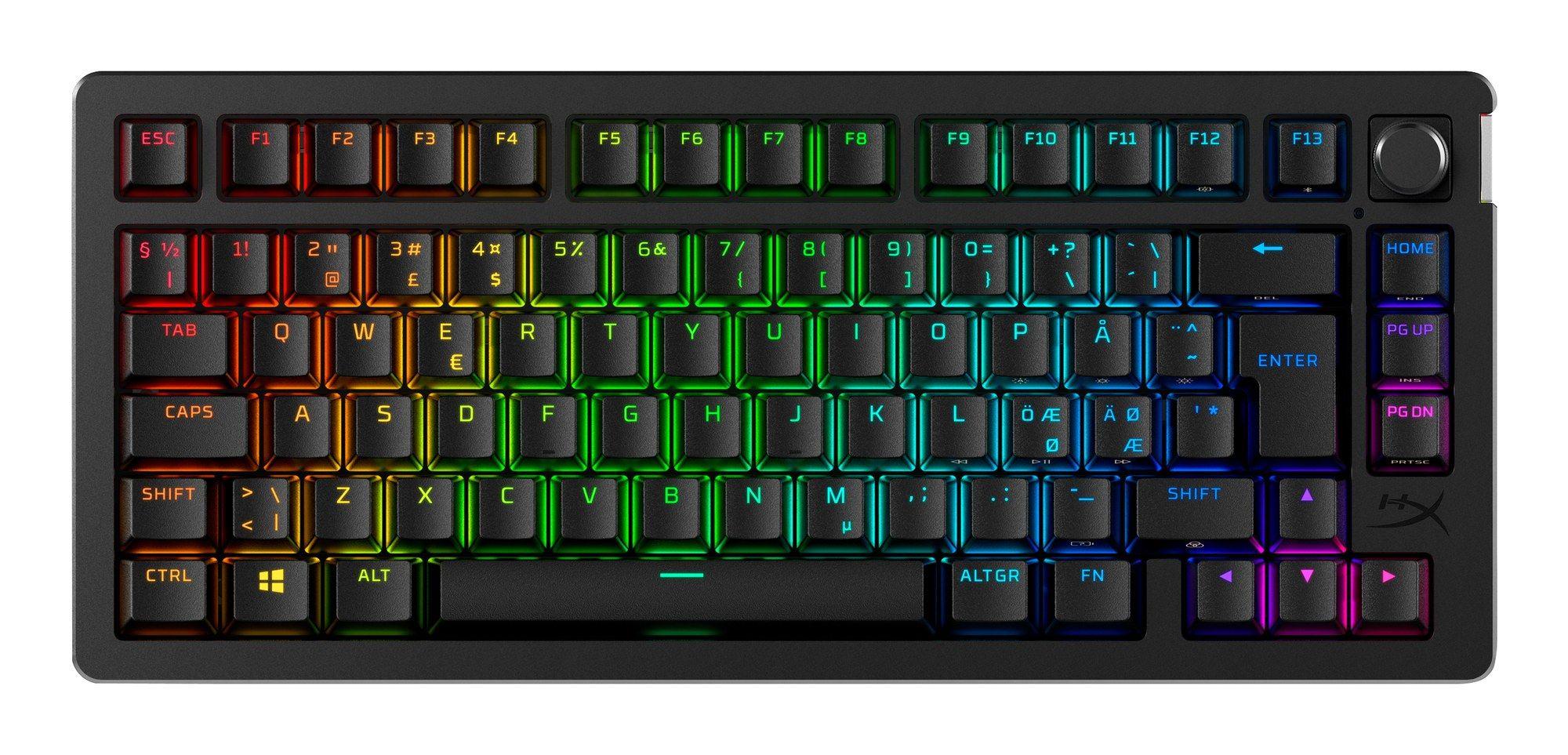Teclado HYPERX Alloy Rise 75 Wireless (Interruptor de chave mecânico - 75% - RF Wireless + Bluetooth - Preto)