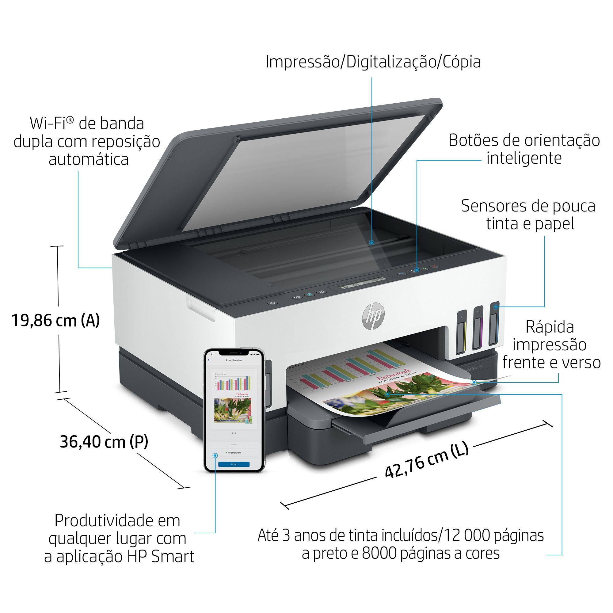 Impressora Multifunções HP Smart Tank 7005 (A4 - Impressão a cores - Branco e Cinzento), miniatura 6