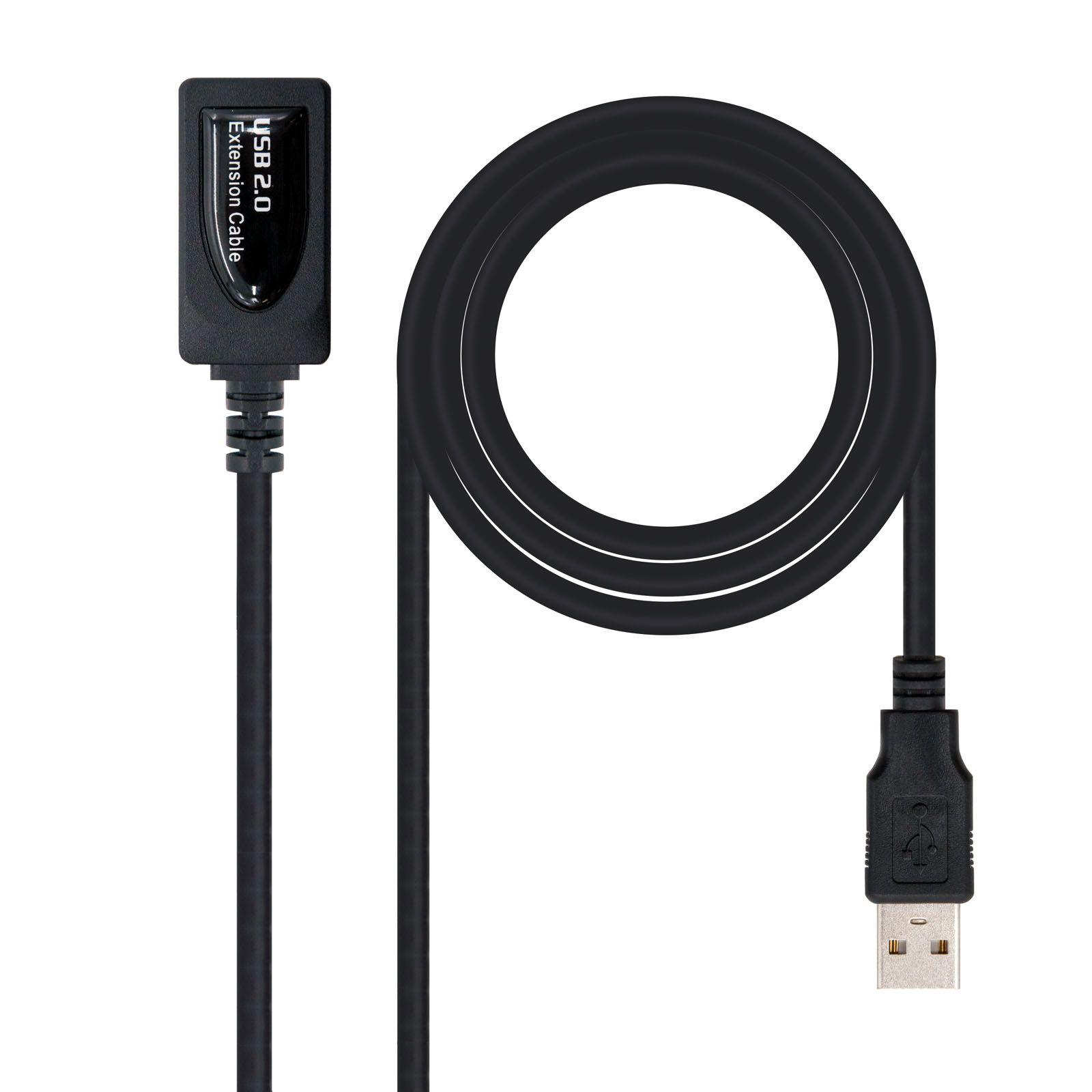 Cabo Prolongador Amplificado USB NANOCABLE 10.01.0211 (5 m - USB A - Preto)