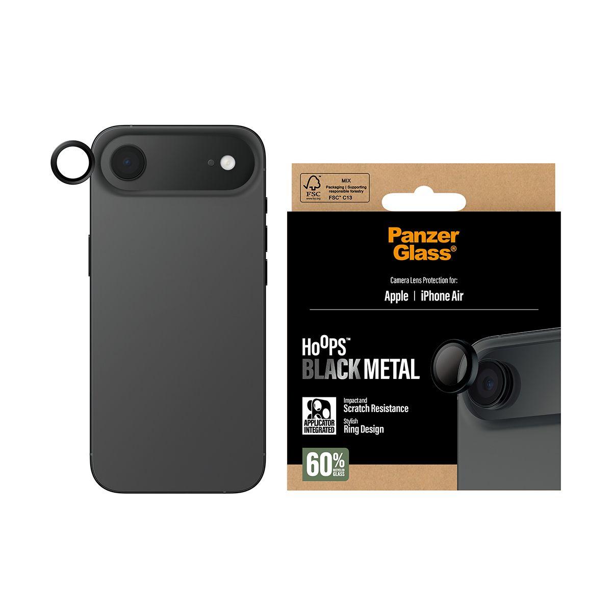 Protetor de Lentes de Câmara PANZERGLASS Hoops para iPhone Air (Apple iPhone Air - Apple - Vidro temperado, Silicone - Preto), miniatura 2
