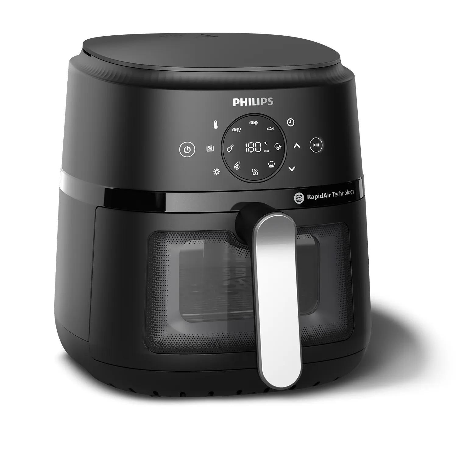 Fritadeira a Ar Quente PHILIPS Airfryer NA221/00 (1500 W - 200 °C - 60 °C - Preto e Prateado)