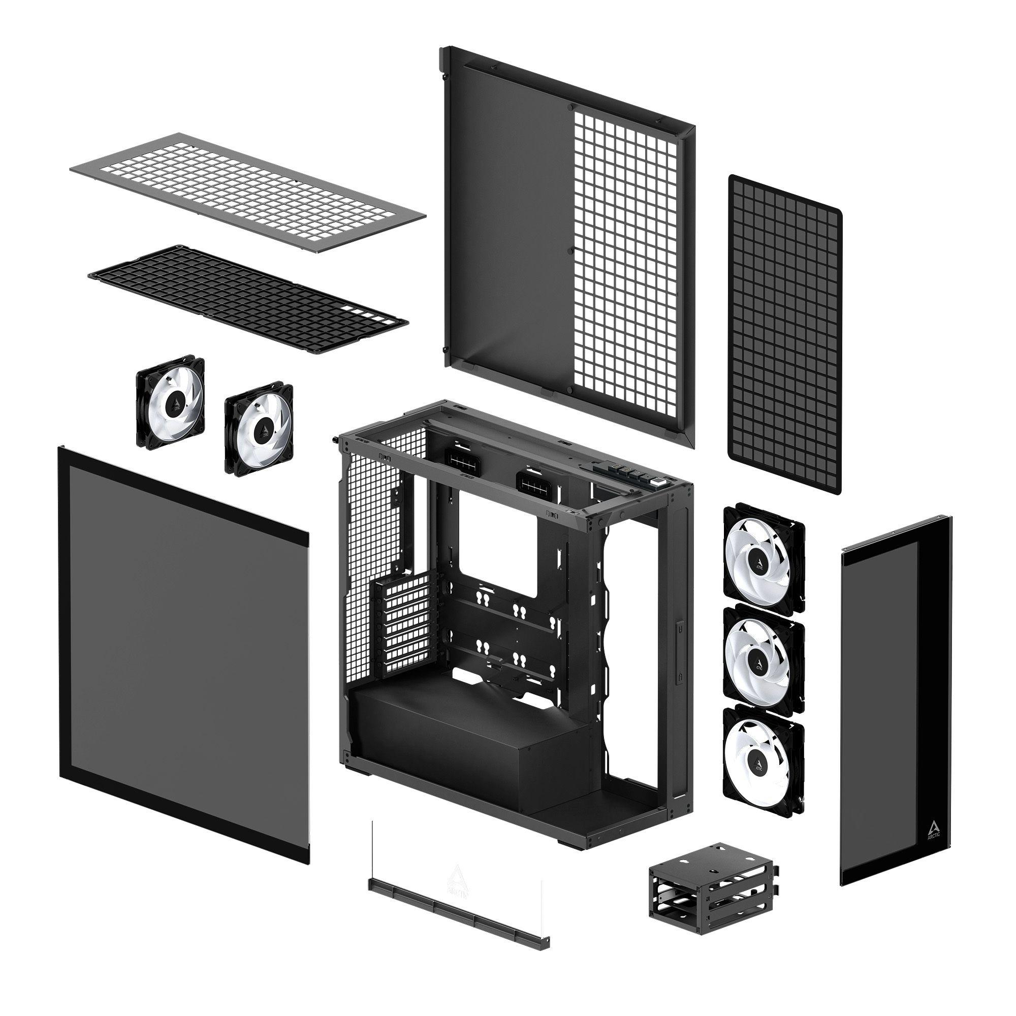 Caixa PC ARCTIC Xtender (EATX, Mini-ITX, ATX, micro-ATX - Midi Tower - Metal, Vidro temperado - Preto) — miniatura 13