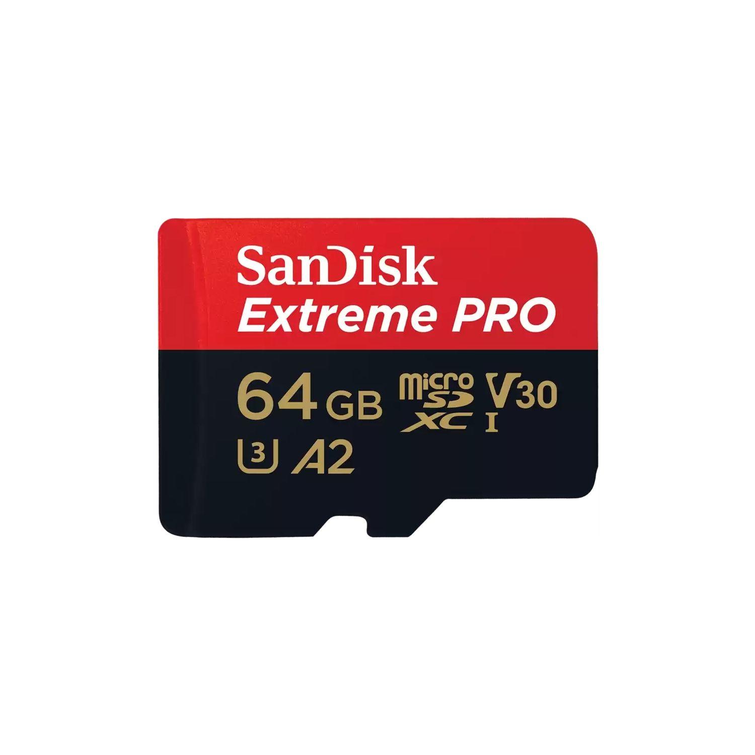 Cartão de Memória SANDISK Extreme PRO 64GB (64GB - Classe 10 - Até 200 MB/s - Preto/Vermelho)