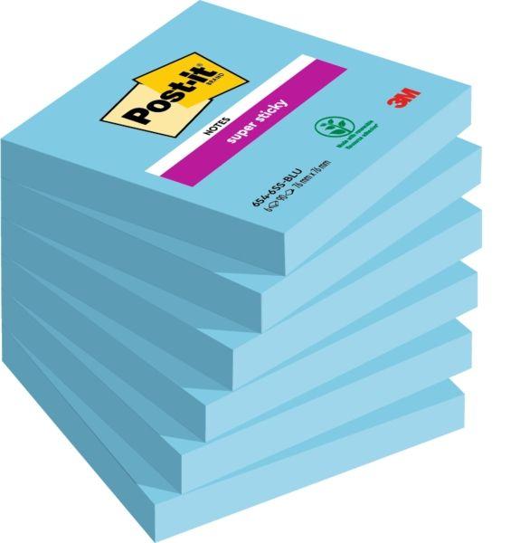 Blocos de Notas Adesivas POST-IT Super Sticky 654 6SS (76 x 76 mm - Azul)