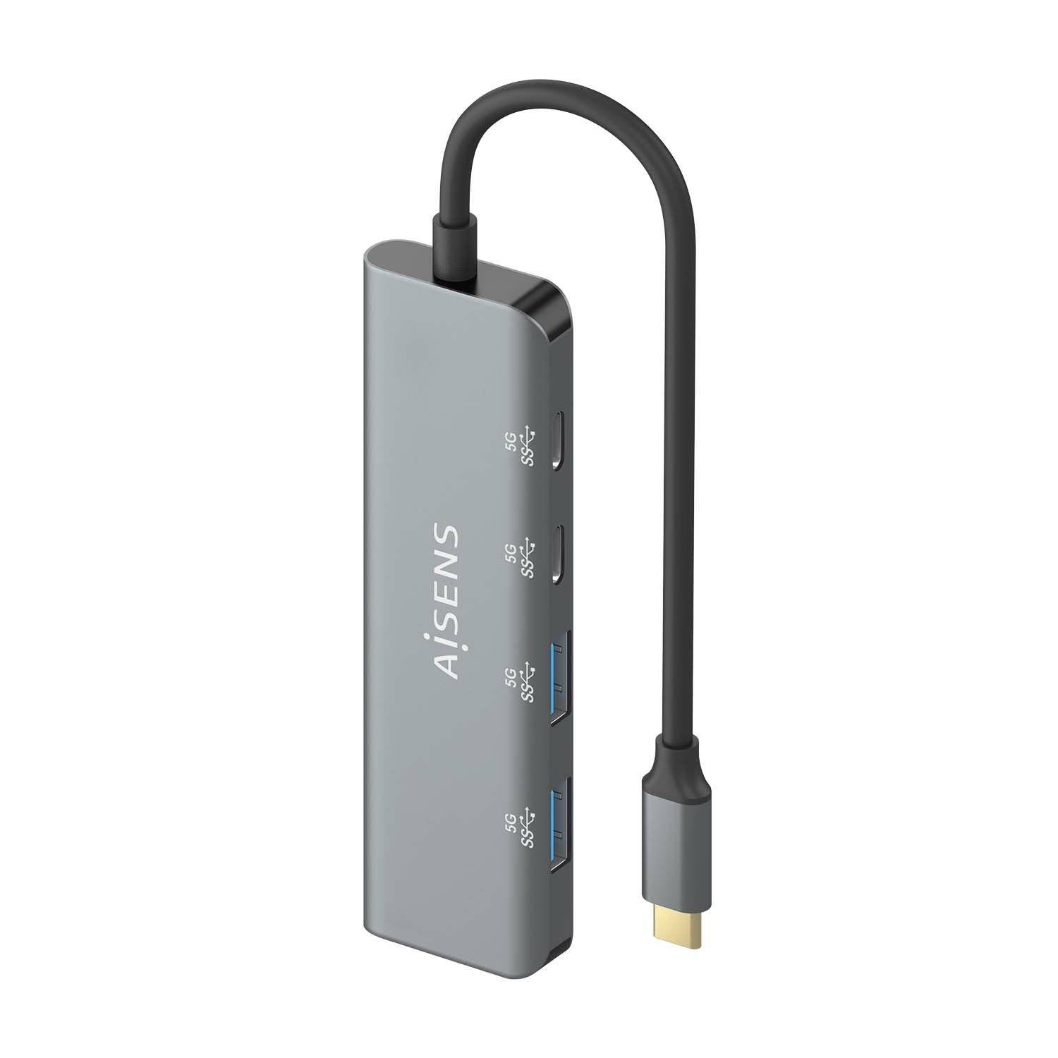 Hub USB-C AISENS A109-0763 (0,15 m - Cinzento), miniatura 3