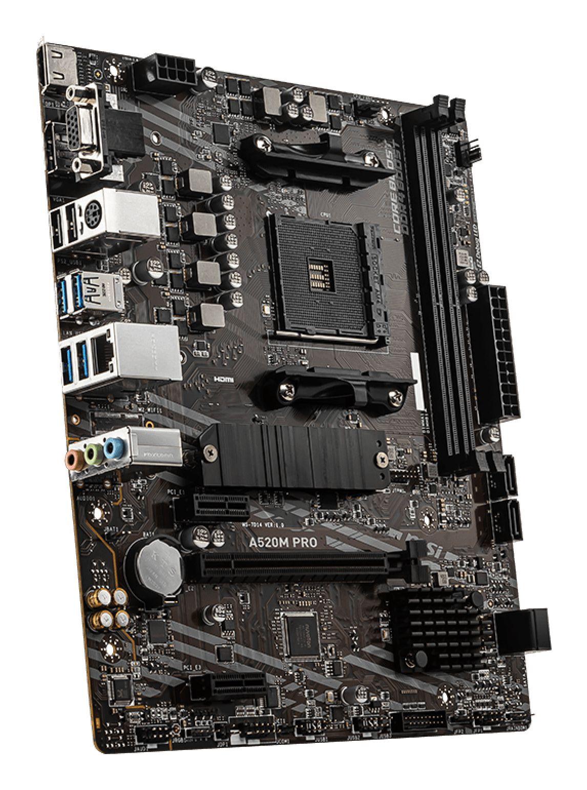 Motherboard MSI A520M PRO (AM4 - AMD Ryzen 3000 Series - micro ATX - Preto) — miniatura 3