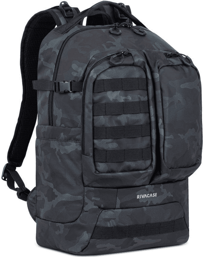 Mochila para Portátil RIVACASE Sherwood 7661CAMO (32 L - Poliéster, Poliuretano - 17,3 polegadas - Camuflagem Azul-Marinho)