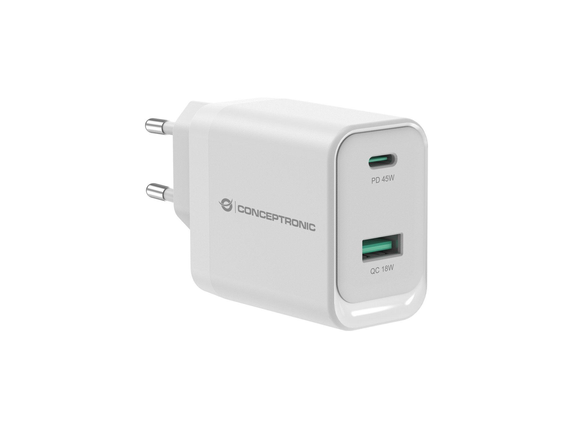 Carregador de Tomada CONCEPTRONIC ALTHEA20W45 (AC - Branco)