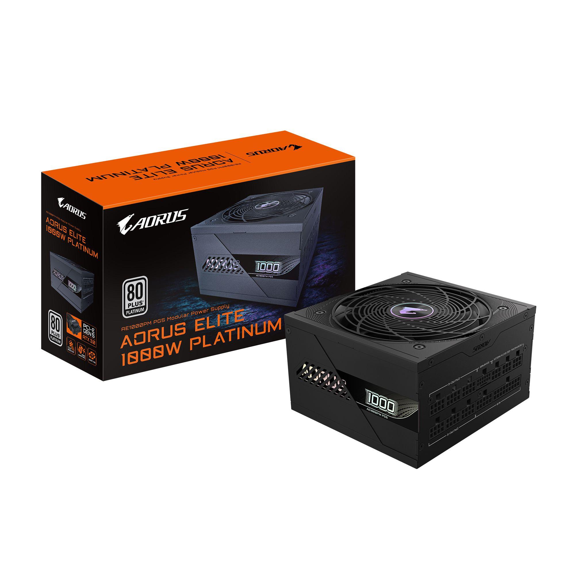 Fonte de Alimentação GIGABYTE AORUS ELITE P1000W GP-AE1000PM PG5 EU (ATX - 1000 W - 80 Plus Platinum - Preto)