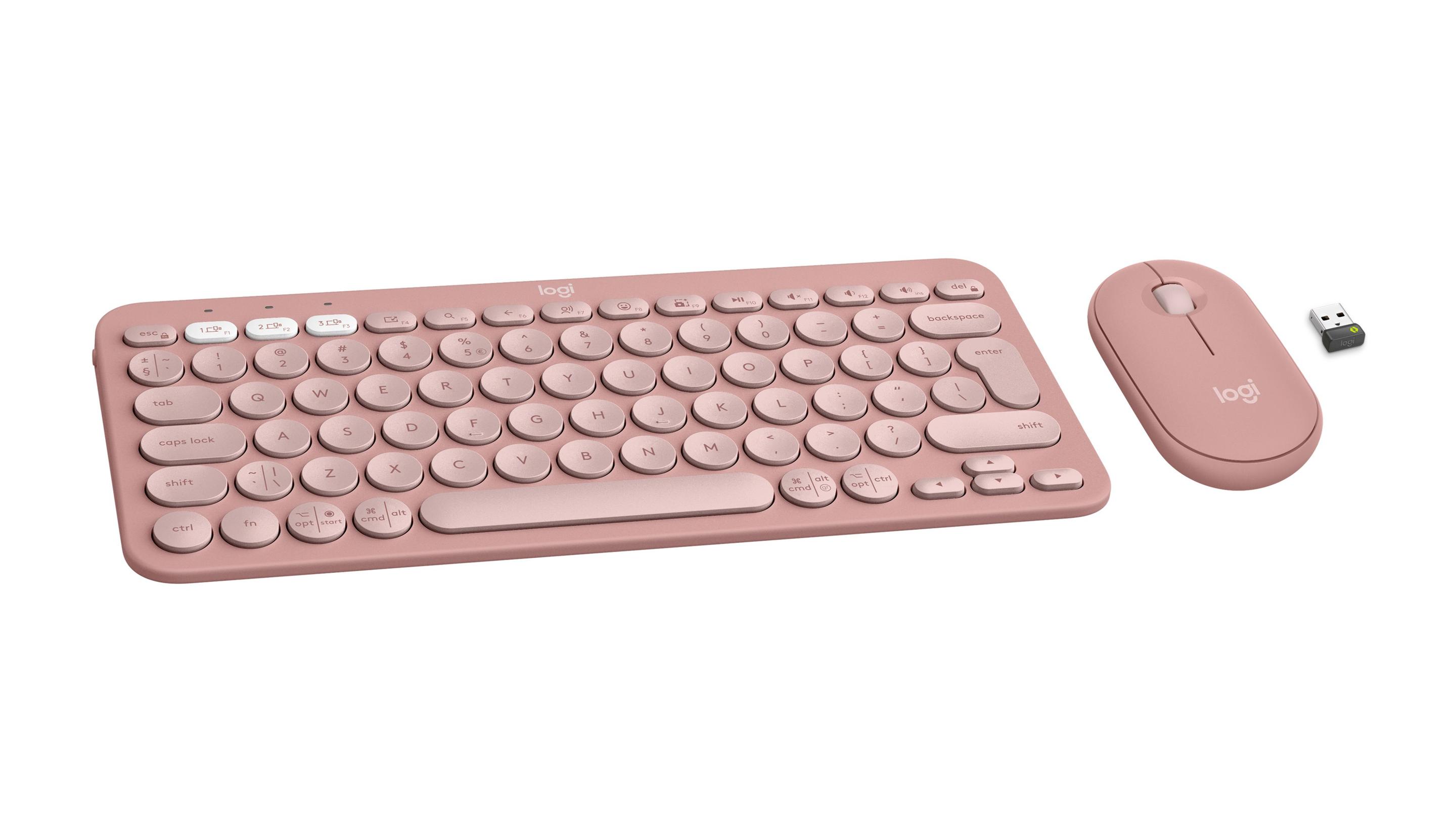 Conjunto de Teclado e Rato LOGITECH Pebble 2 Combo (Estados Unidos - Teclas de tesoura - Mini - Rosa), miniatura 3