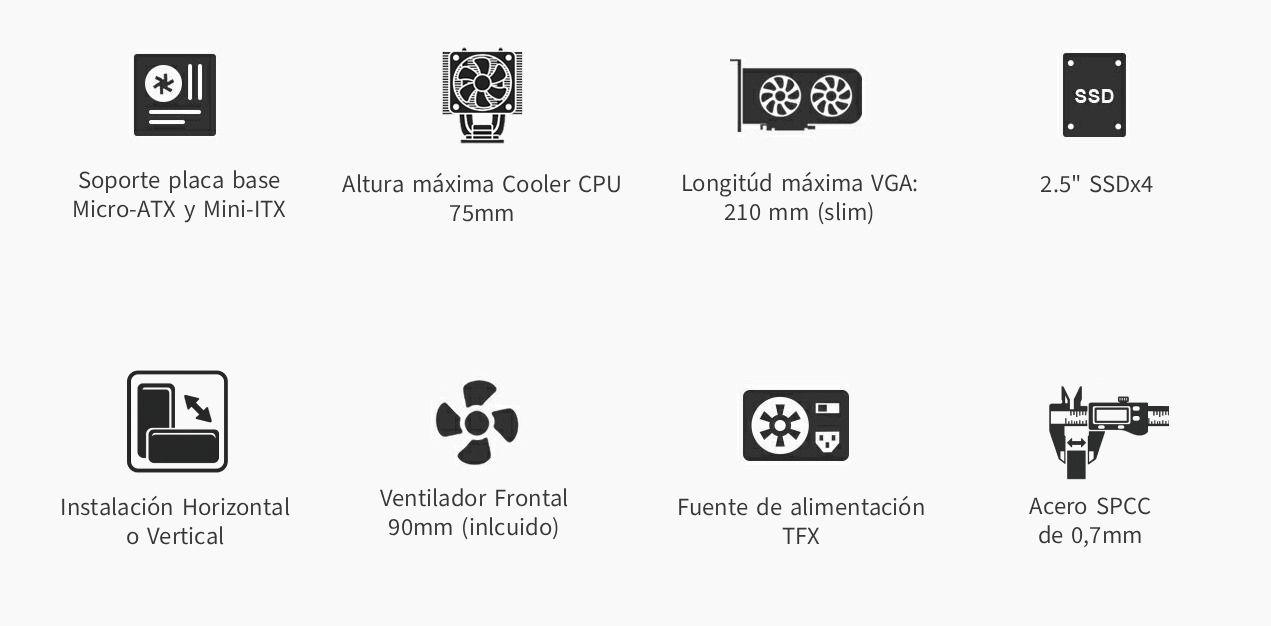 Caixa de Computador COOLBOX T100 Slim (Micro ATX, Mini-ITX - Low Profile - Metal - Preto) — miniatura 10