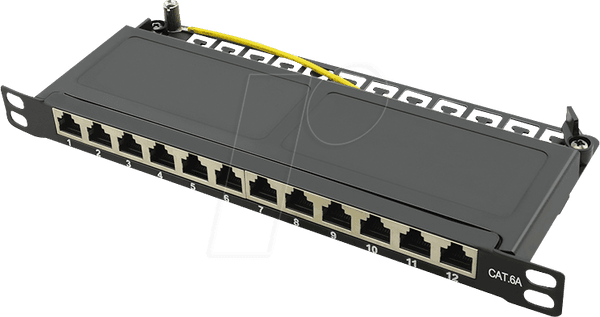Painel de Patch LOGILINK NP0066 (10″ - 12 Portas Cat.6A STP - 0,5U - Preto), miniatura 2