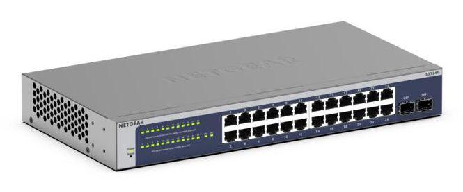 Switch Gerido NETGEAR GS724T-600EUS (Gigabit Ethernet - 10/100/1000 Mbps - 2 MB - Azul e cinzento)