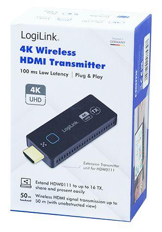 Transmissor AV HDMI sem fios LOGILINK HDW0111AT (3840 x 2160 pixels - 22,02 mW - Com fios e sem fios - Preto) — miniatura 2