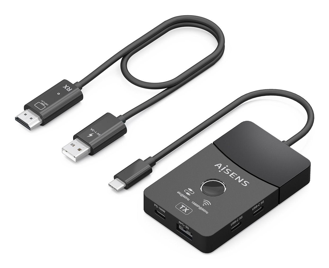 Base de Ligação USB-C AISENS ASWL-H2KDC30M05-BK (0,2 m - Preto), miniatura 2