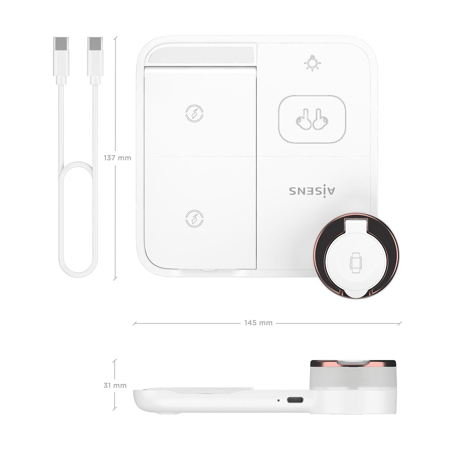 Carregador Sem Fios 4 em 1 AISENS ASCH-15W4WC061-W (15 W - USB Type-C - Branco), miniatura 5