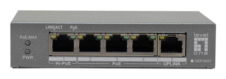 Switch de Rede LEVEL ONE GEP-0531 (Gigabit Ethernet - 0,125 MB - 10 Gbit/s - Cinzento)