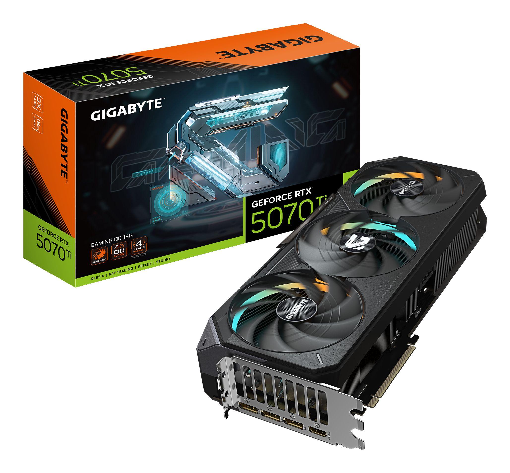 Placa Gráfica GIGABYTE GeForce RTX 5070 Ti GAMING OC 16G (GeForce RTX 5070 Ti - 30000 MHz - 16 GB - Preto)