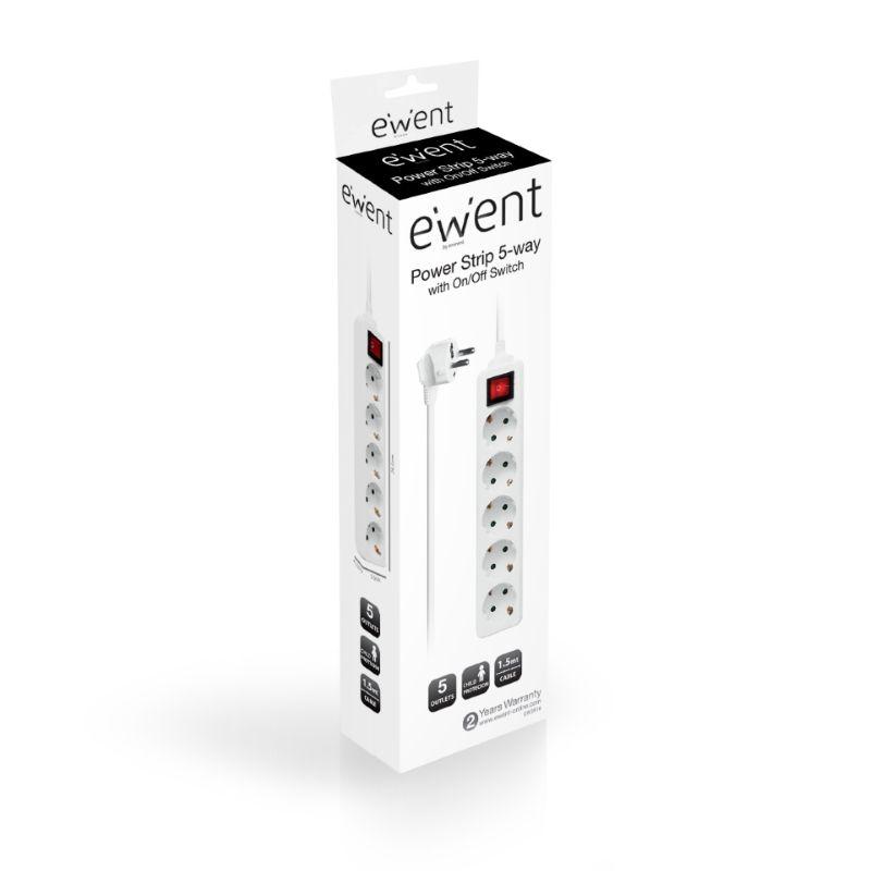 Régua de Tomadas EWENT EW3916 (1,5 m - Tipo F CEE 7/4 16 A - Tipo F - Branco) — miniatura 5