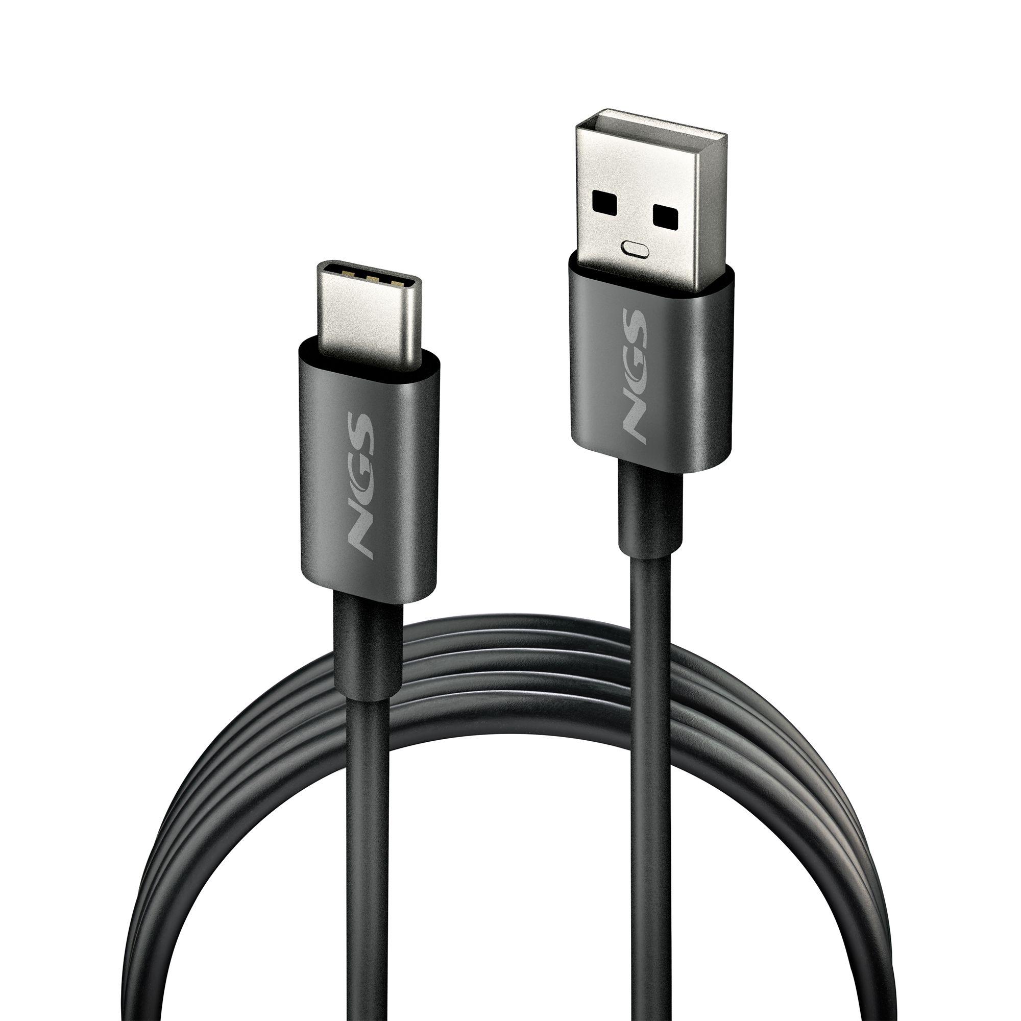 Cabo USB-A para USB-C NGS ZYRO-AC (1 m - USB C - USB A - Preto)