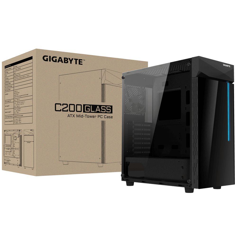 Caixa PC GIGABYTE C200 GLASS (ATX, Micro ATX, Mini-ITX - Midi Tower - ATX, Micro ATX, ITX - Preto) — miniatura 7