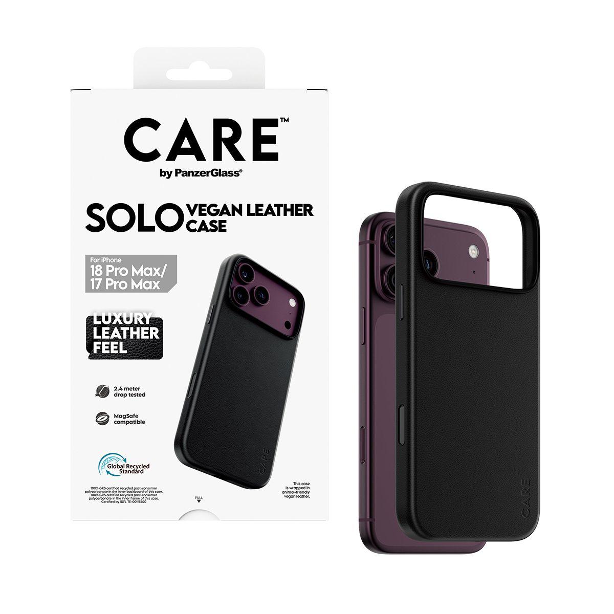 Capa PANZERGLASS CARE Solo Vegan Leather Case com MagSafe (Preto), miniatura 5