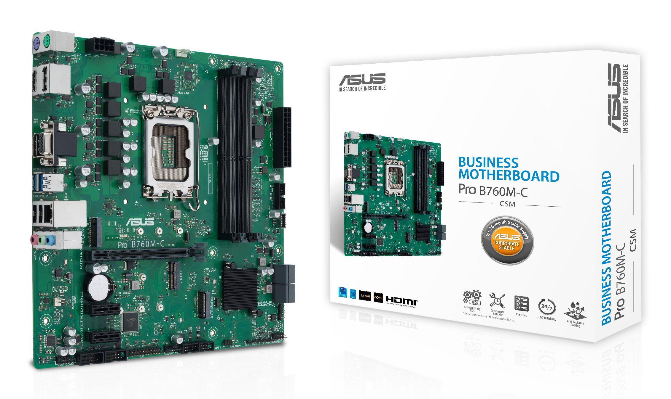 Motherboard ASUS PRO B760M-C-CSM (LGA 1700 - micro ATX - Duplo canal)
