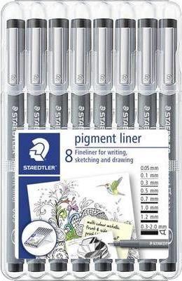 Marcador de Ponta Fina STAEDTLER Pigment Liner 308 SB8 (Metal - Preto)
