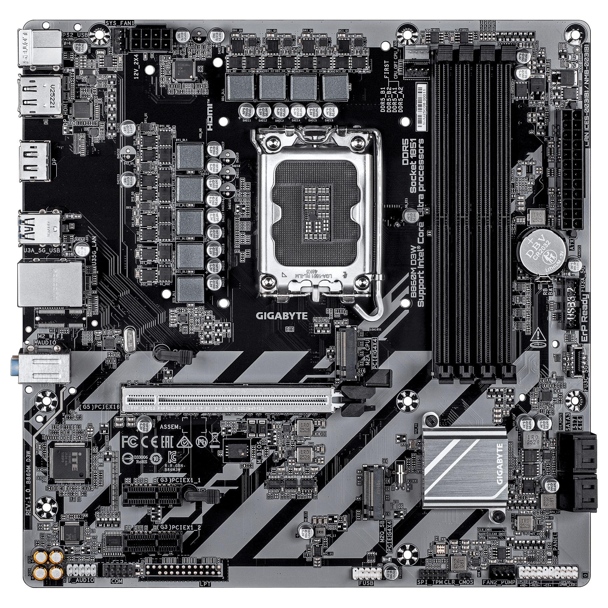 Motherboard GIGABYTE B860M D3W (LGA 1851 - Micro ATX - Duplo canal - Castanho-escuro), miniatura 2