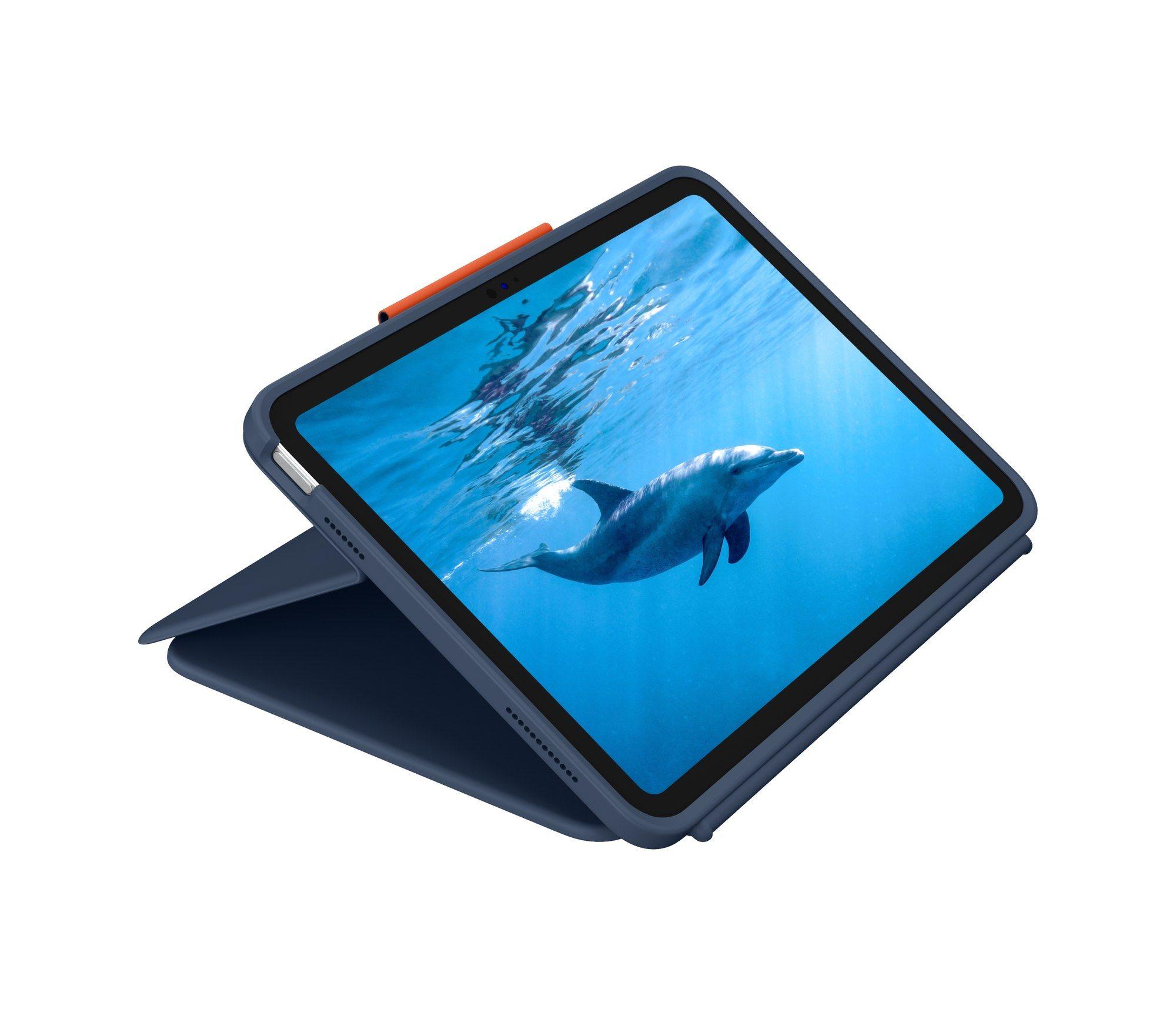 Teclado LOGITECH Rugged Combo 4 (Suíço - Smart Connector - Acoplamento - Azul)