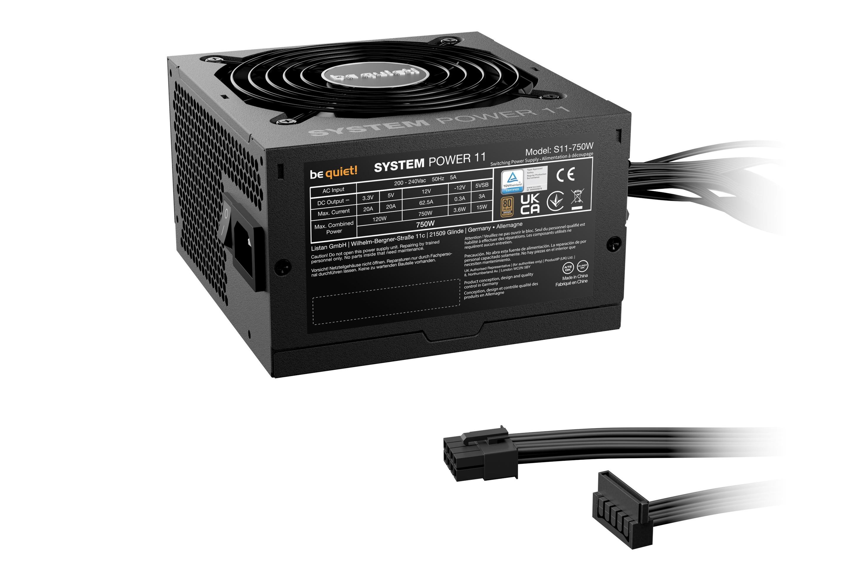 Fonte de Alimentação BE QUIET! System Power 11 750W (ATX - 750 W - 80 PLUS Bronze - Preto), miniatura 2