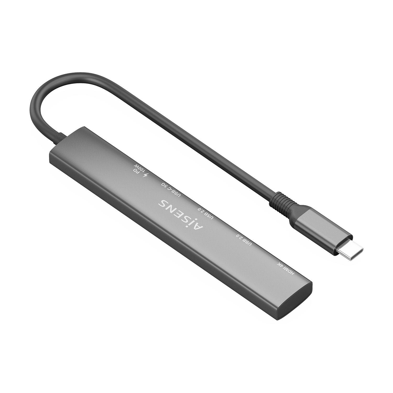 Dock USB-C AISENS ASUC-5P022-GR (0,15 m - Cinzento), miniatura 2