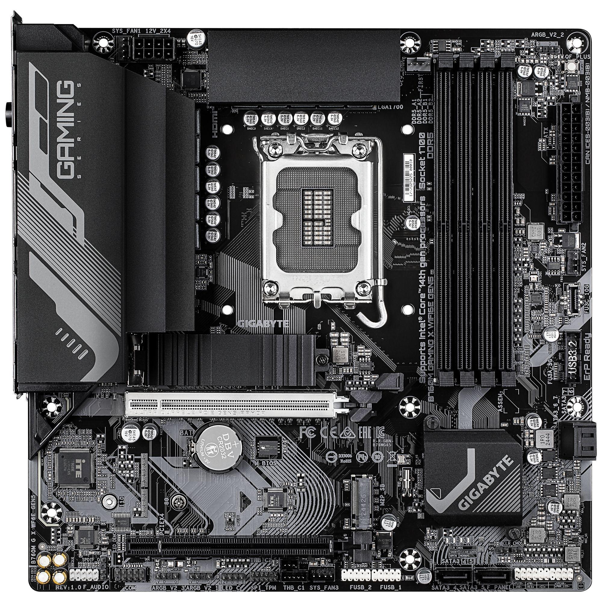 Motherboard GIGABYTE B760M GAMING X WIFI6E GEN5 (LGA 1700 - micro ATX - Duplo canal - Castanho escuro), miniatura 2