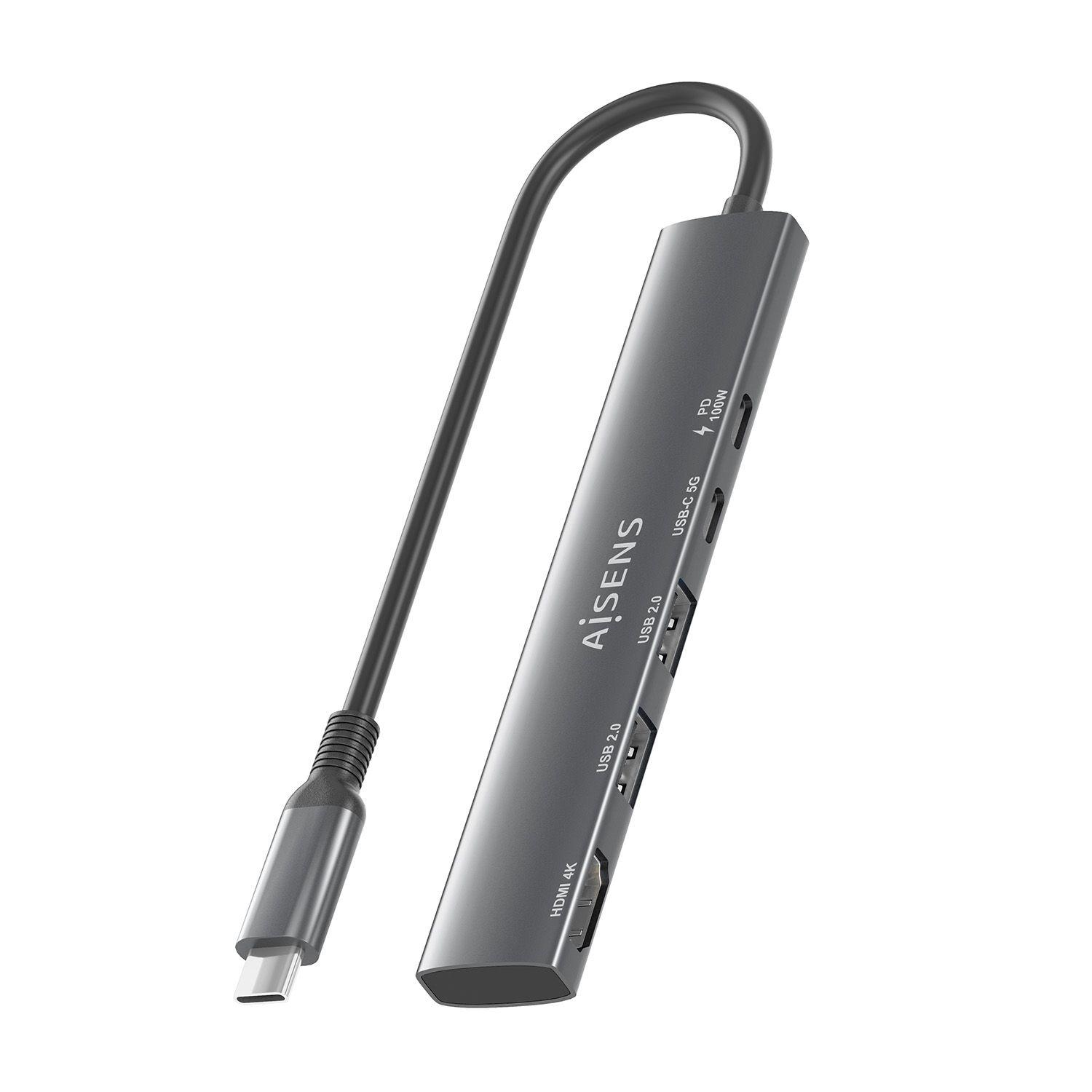 Dock USB-C AISENS ASUC-5P022-GR (0,15 m - Cinzento), miniatura 8