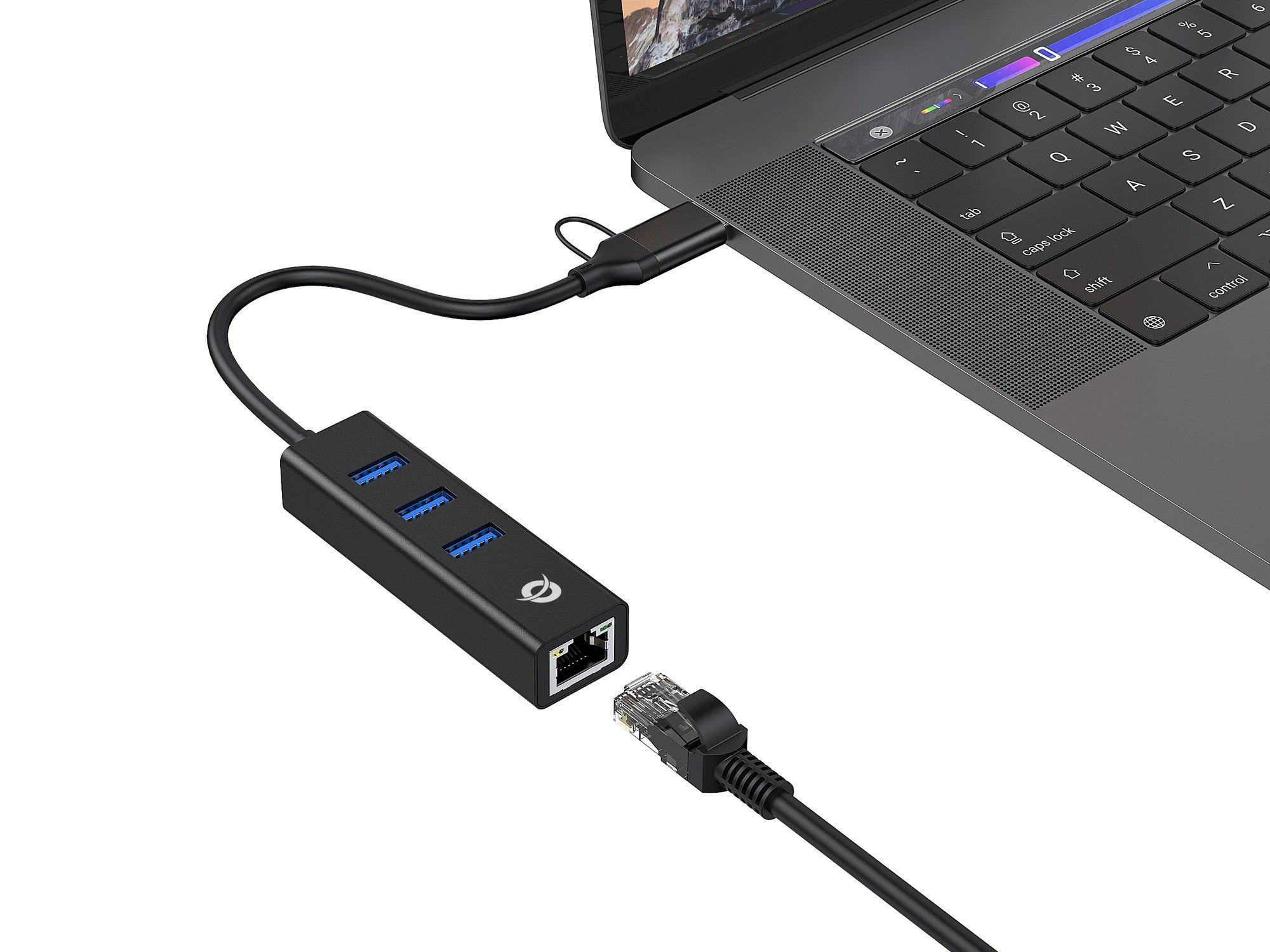Hub USB CONCEPTRONIC DONN07BA (3x USB 3.0 - Gigabit Ethernet - Preto) — miniatura 3