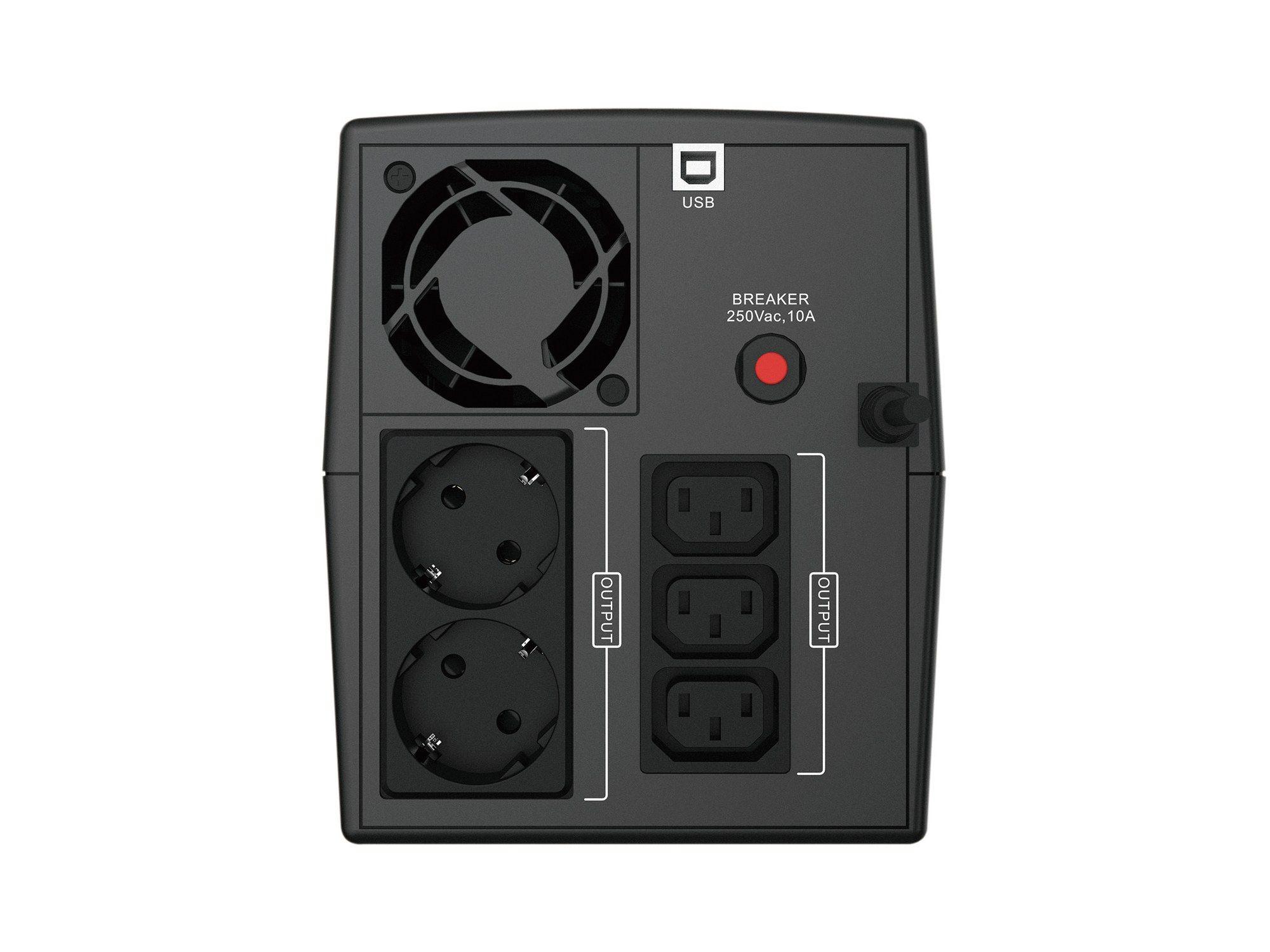UPS Line-Interactive CONCEPTRONIC ZEUS03EM (1 USB 2.0 - IEC Jumpers, tipo F - Preto), miniatura 4